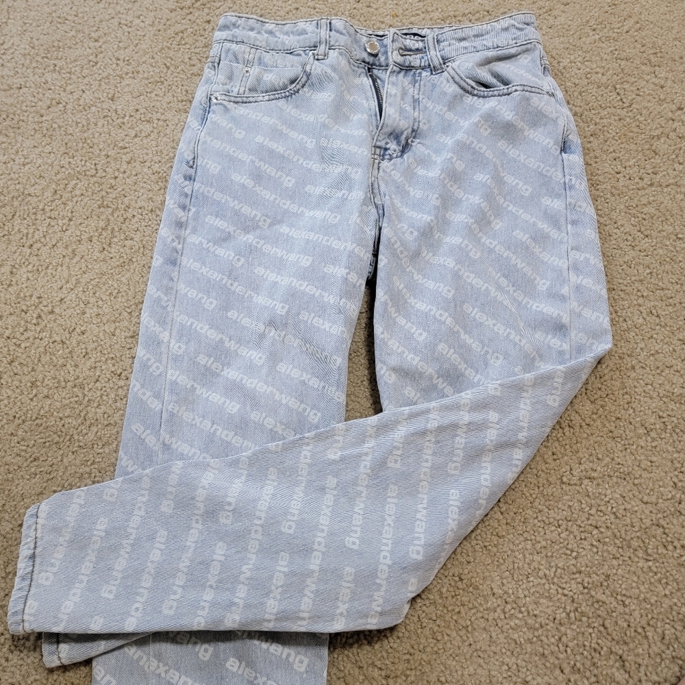 Alexander wang logo Light wash denim jeans